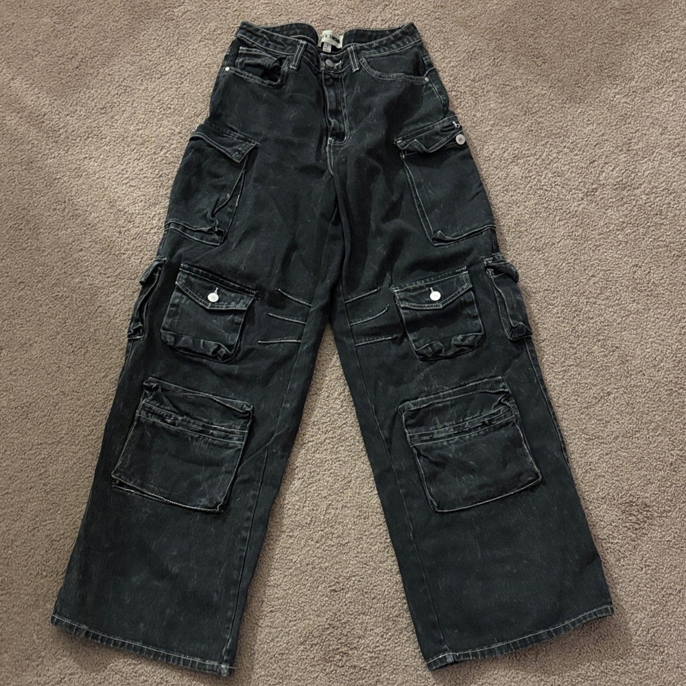 Fashion Nova Men's Dark Cargo Jeans